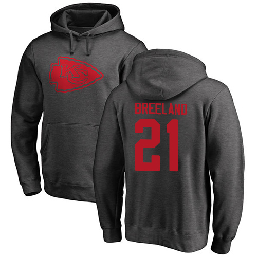 Men Kansas City Chiefs 21 Breeland Bashaud Ash One Color Pullover Hoodie